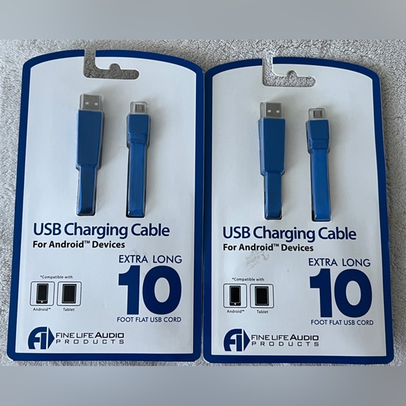 New USB Charging Cables-EXTRA LONG 10 foot flat USB cords for Android and Tablet - Picture 3 of 3